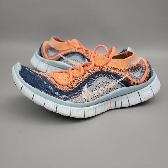 Nike Womens Free 5.0 Flyknit 615806-614 Orange Running Shoes Sneakers Size 6.5 - Picture 1 of 16